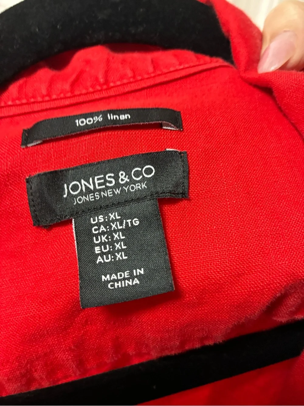 Jones New York Red Denim Jacket with Button Front